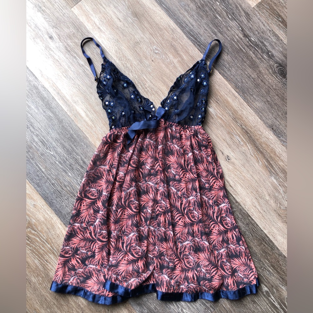 Tropical Blue and Pink Women’s Lingerie Babydoll Size Large